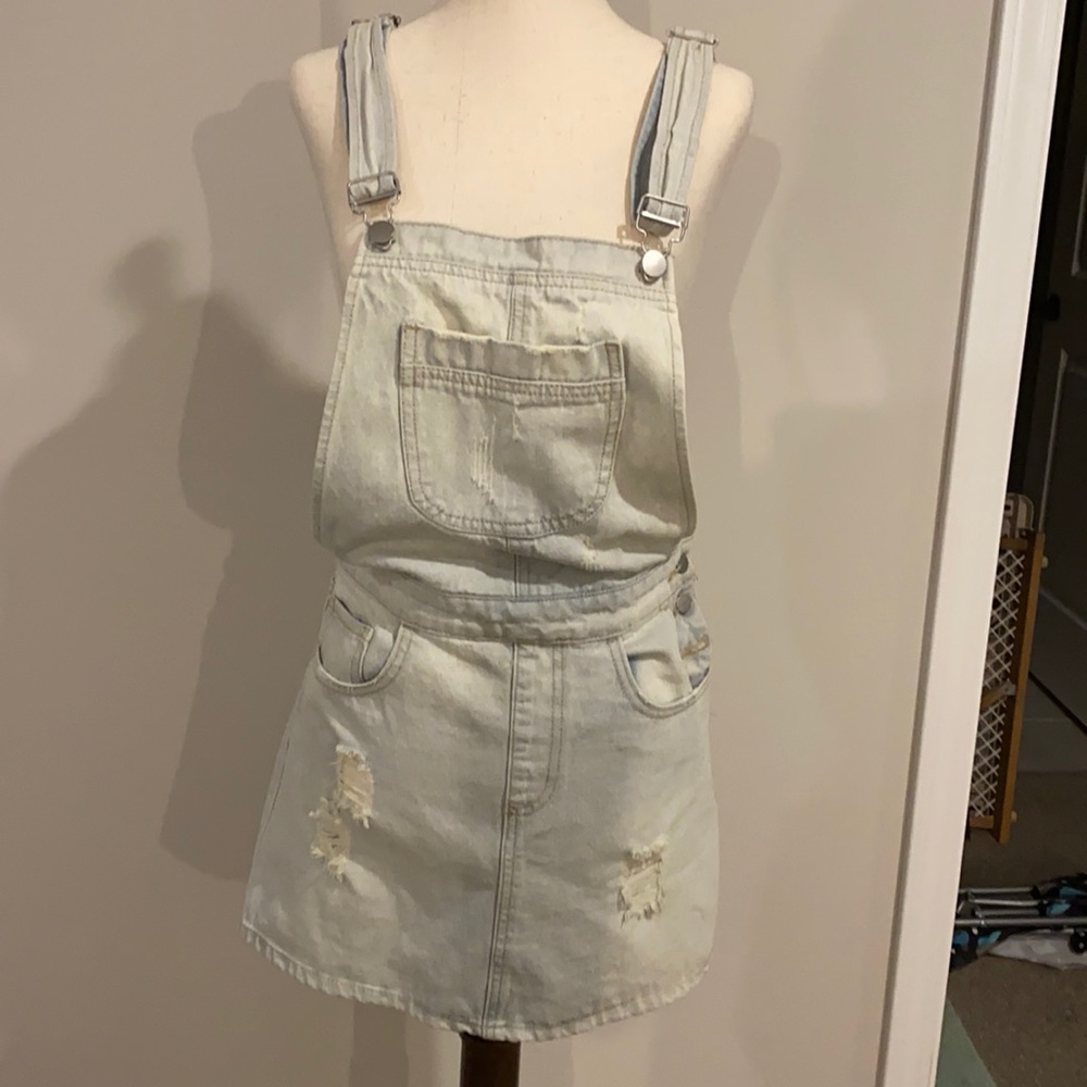 NWT Forever21 distressed overall minidress sizeS